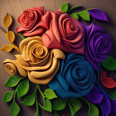 3D мадэль Радужные розы (STL)